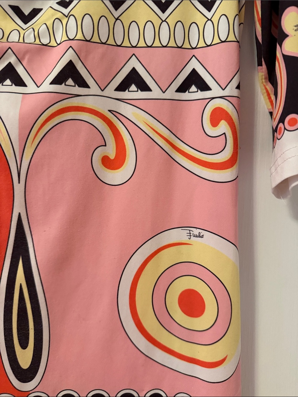 Emilio Pucci Pink Red Black Yellow 38 Italy Shift Dress Mod Printed 6 Small Med - Picture 5 of 16